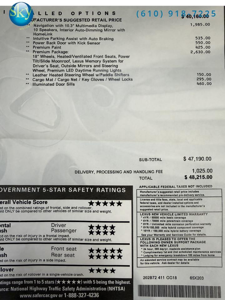 2021 Lexus NX 300h AWD Premium Package West Chester PA