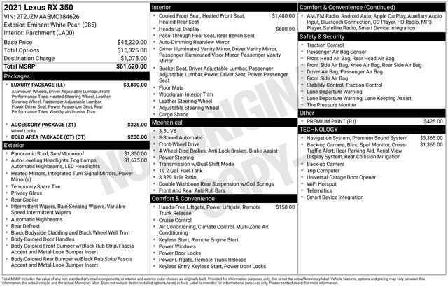 2021 Lexus RX 350 Raleigh NC