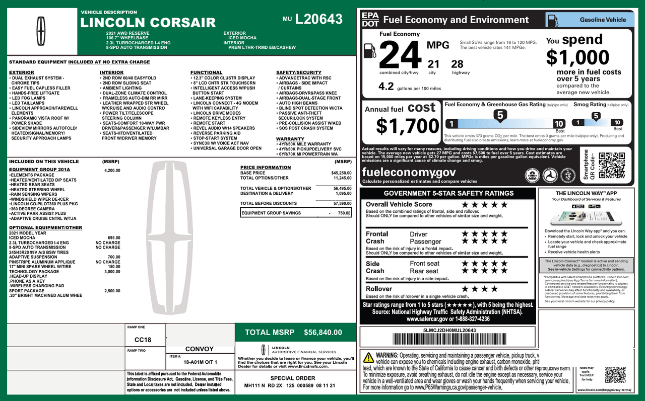 2021 Lincoln Corsair Reserve Knoxville TN