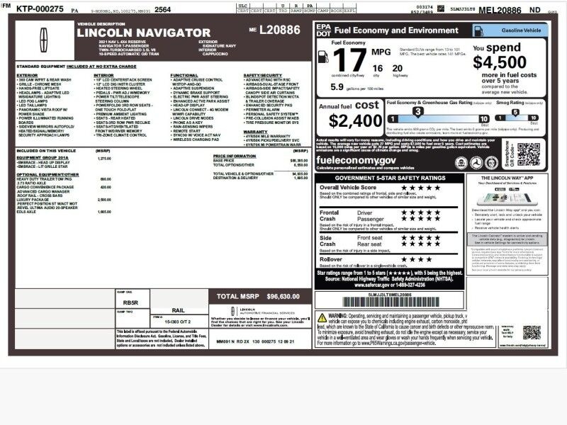2021 Lincoln Navigator L L Reserve 4WD w/ Luxury Package
