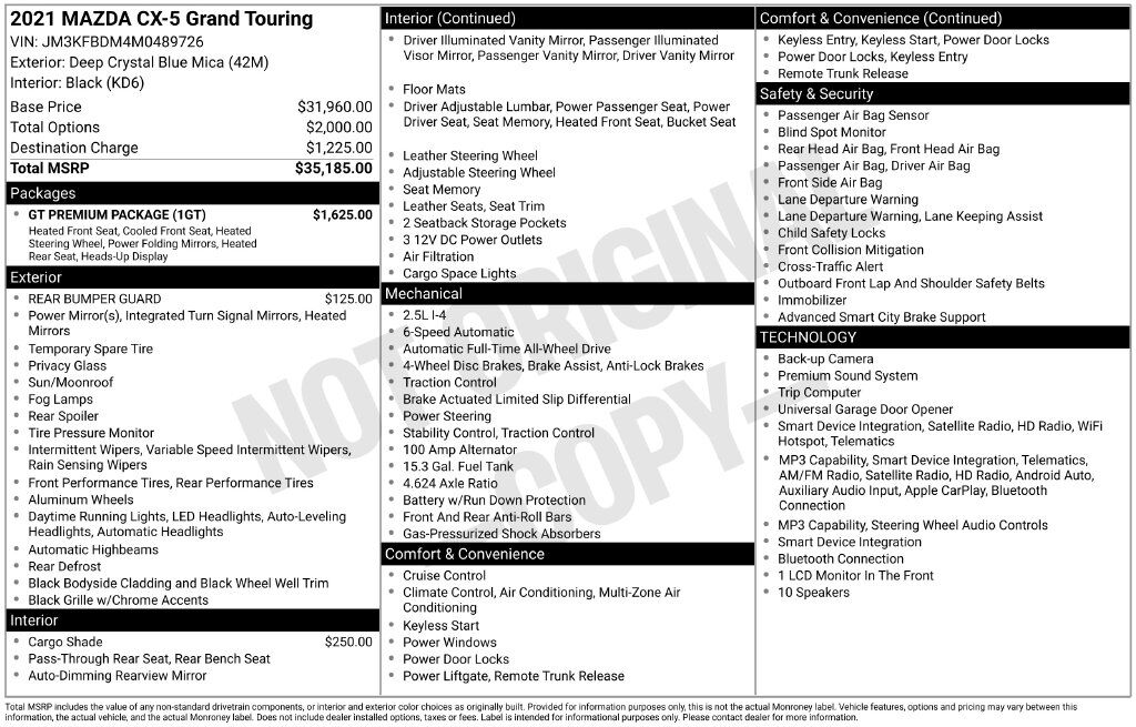 2021 MAZDA CX-5 Grand Touring OR