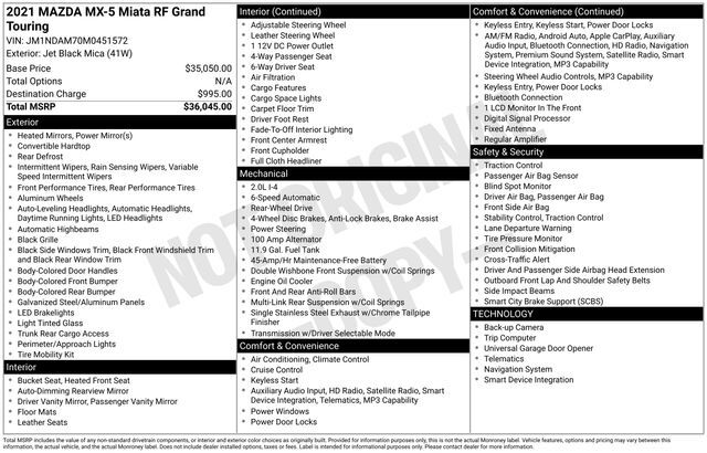 2021 MAZDA Miata RF Grand Touring Raleigh NC