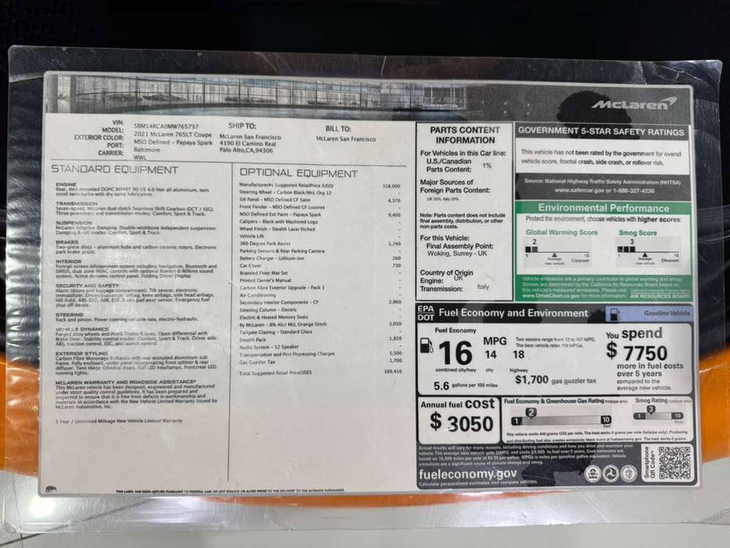 2021 McLaren 765LT Fort Lauderdale FL