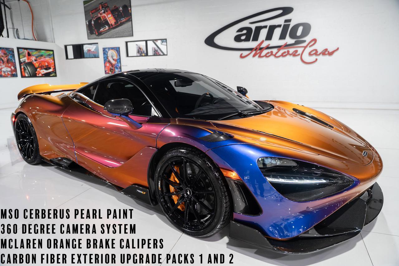 2021 McLaren 765LT MSO Cerberus Pearl paint, McLaren Orange calipers, 360 degree camera system, carbon galore AND MORE!