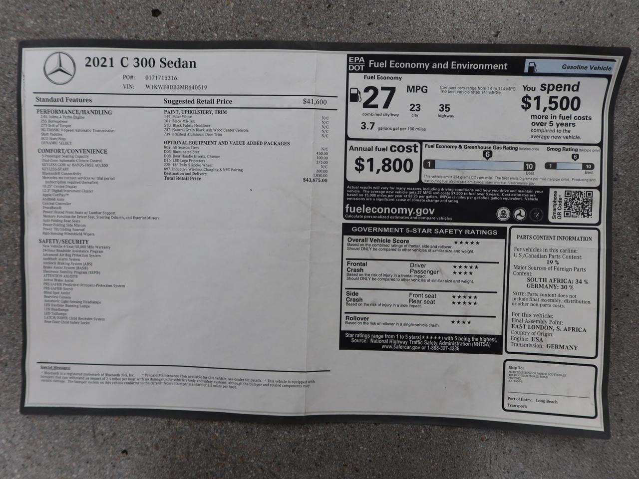 2021 Mercedes-Benz C300 Only 27k Miles 1-Owner CPO Warranty Scottsdale AZ