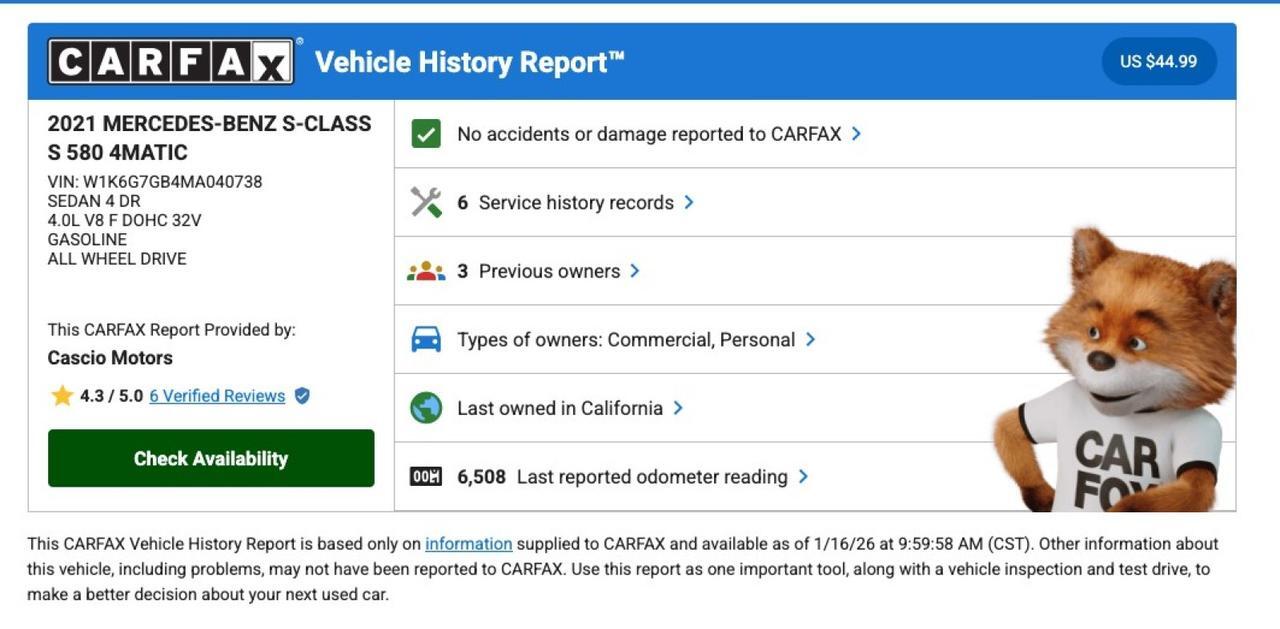 2021 Mercedes-Benz S580 4Matic Only 6k Miles Highly Optioned AMG Sport Package $125k MSRP Scottsdale AZ