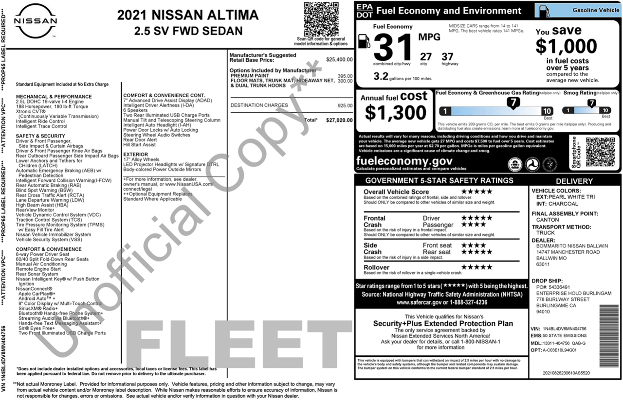 2021 Nissan Altima 2.5 SV Knoxville TN