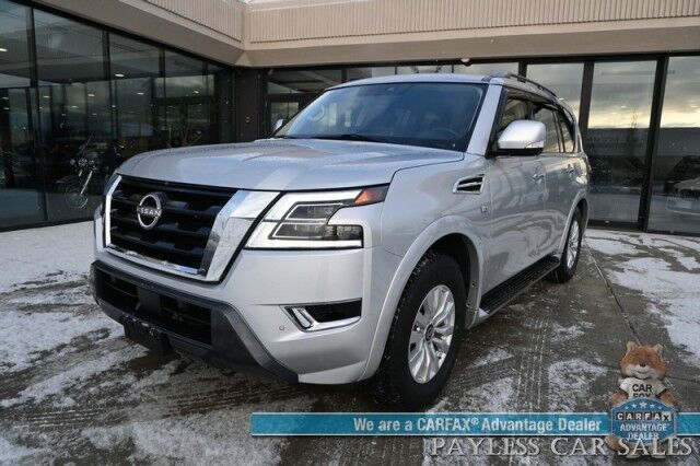 2021 Nissan Armada SV / AWD / AutoStart / 5.6L V8 / Power & Heated Leather Seats / Navigation / Lane Departure & Blind Spot Alert / Apple CarPlay & Android Auto / Adaptive Cruise / Keyless Entry & Start / 3rd Row / Seats 8
