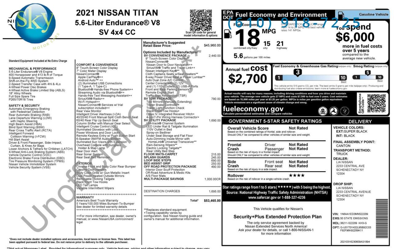 2021 Nissan Titan Crew Cab 4WD SV West Chester PA