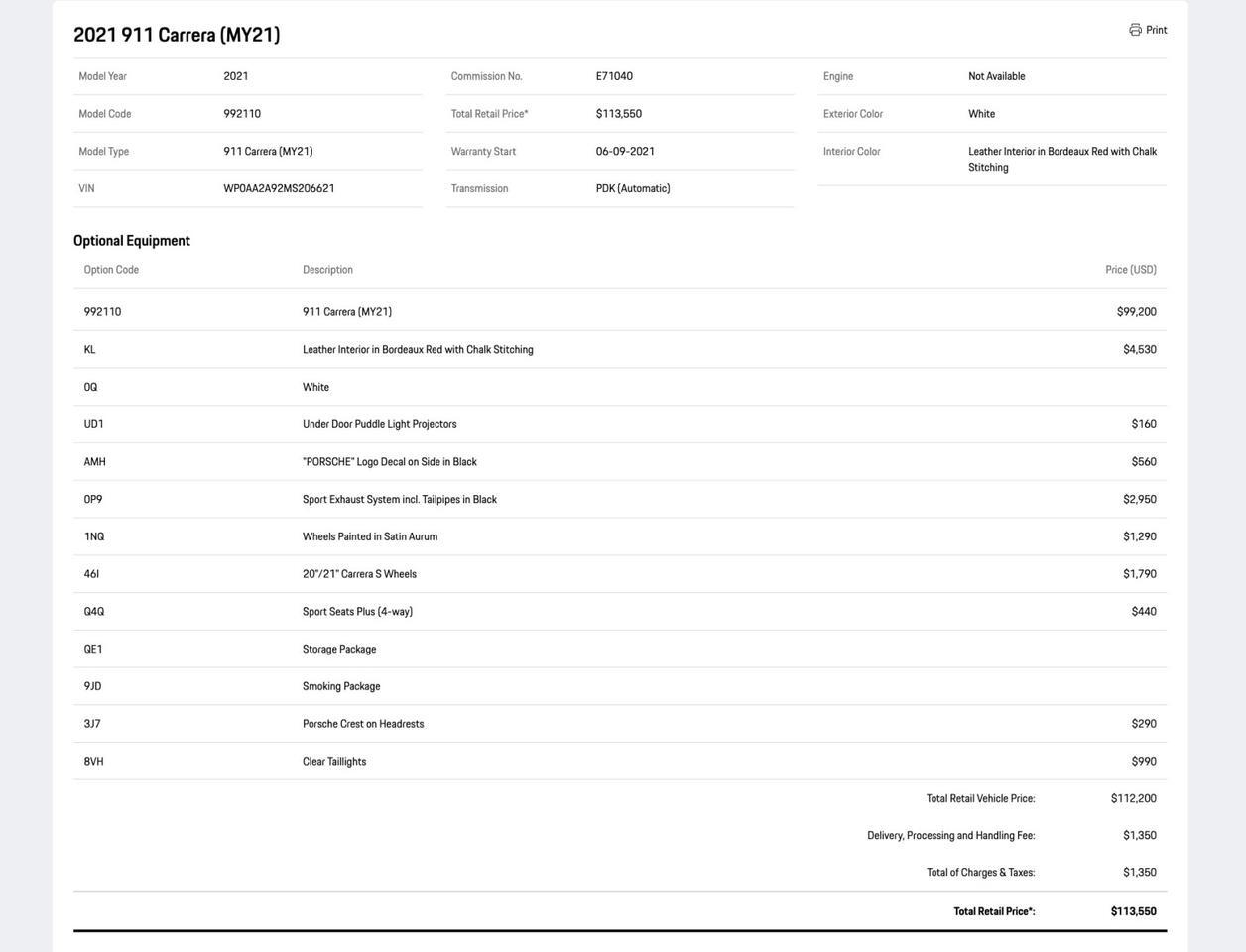 2021 Porsche 911 Carrera Pompano Beach FL