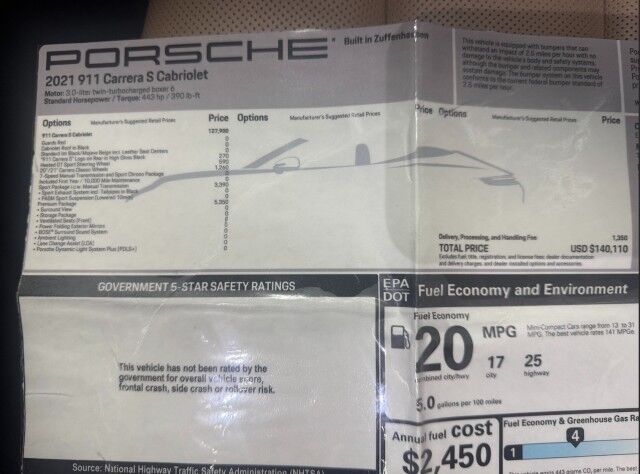 2021 Porsche 911 Carrera S Cabriolet *MANUAL TRANSMISSION* *SPORT PACKAGE* *PREMIUM PACKAGE* *11,000 MILES* *1-OWNER* San Diego CA