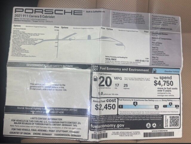 2021 Porsche 911 Carrera S Cabriolet *MANUAL TRANSMISSION* *SPORT PACKAGE* *PREMIUM PACKAGE* *11,000 MILES* *1-OWNER* San Diego CA