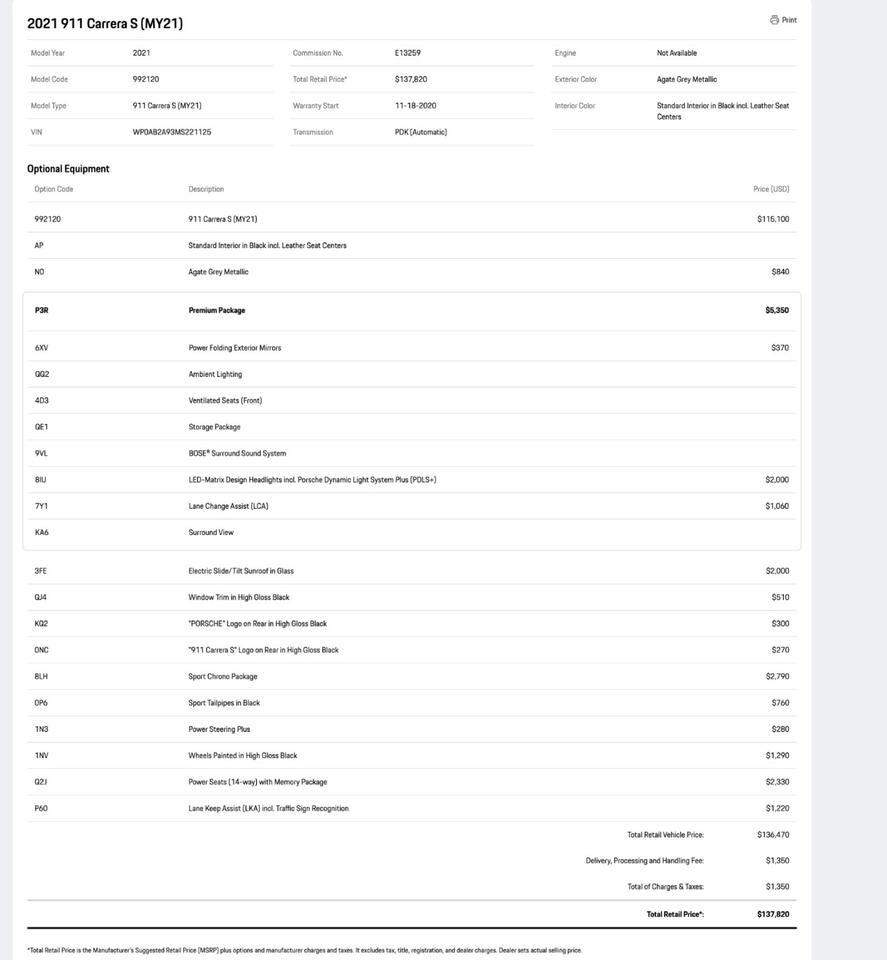 2021 Porsche 911 Carrera S Pompano Beach FL