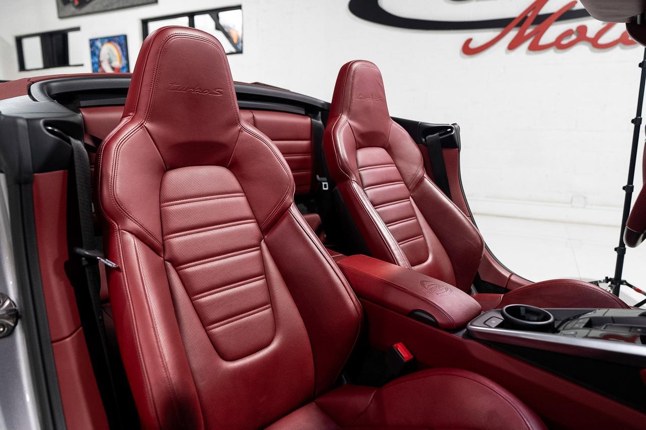 2021 Porsche 911 Turbo S Cabriolet TECHART BODY KIT/WHEELS/INTERIOR UPGRADES! GT Silver paint, Bordeaux Red interior Fort Lauderdale FL