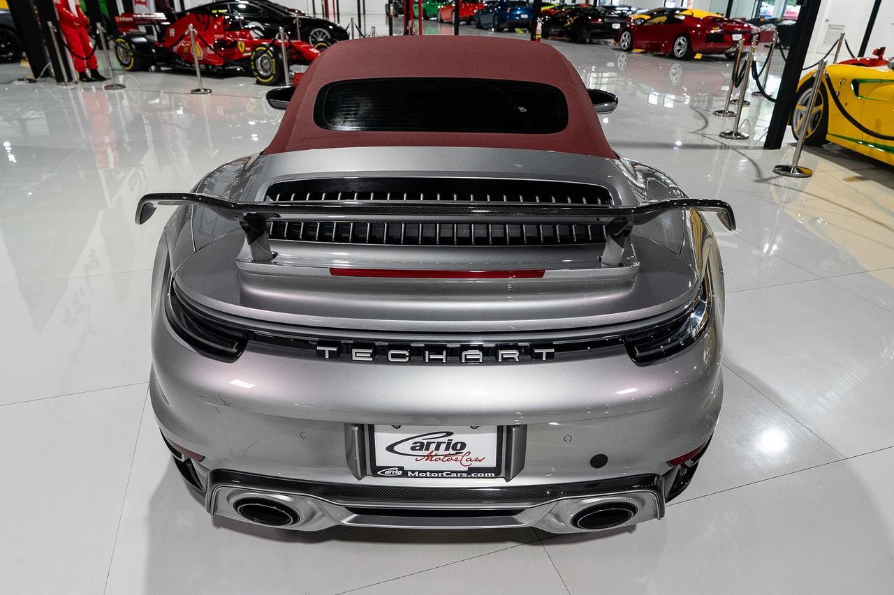 2021 Porsche 911 Turbo S Cabriolet TECHART BODY KIT/WHEELS/INTERIOR UPGRADES! GT Silver paint, Bordeaux Red interior Fort Lauderdale FL
