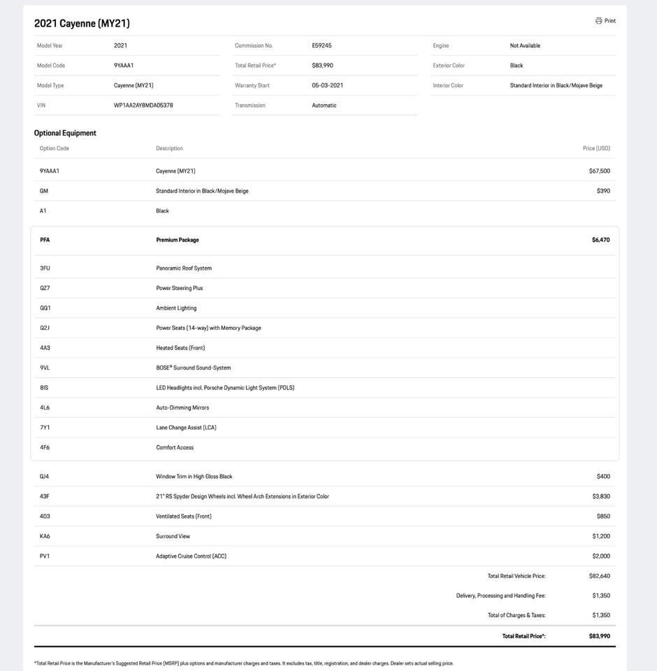 2021 Porsche Cayenne Pompano Beach FL