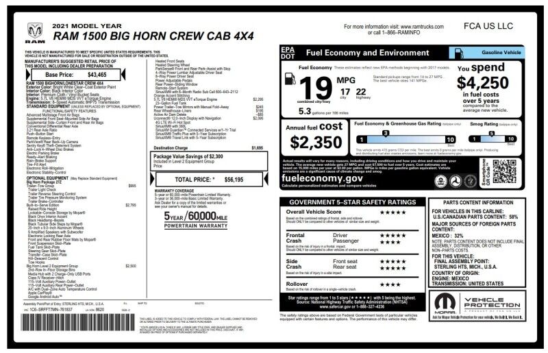 2021 Ram 1500 Big Horn - BUILT TO SERVE EDITION - 12 INCH NAVIGATION Webster MA