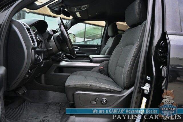 2021 Ram 1500 Big Horn / 4X4 / Crew Cab / 5.7L V8 HEMI / Level 2 Group / Sport Appearance Pkg / AutoStart / Heated Cloth Seats & Steering Wheel / Lane Departure / Apple CarPlay & Android Auto / Tonneau Cover / Tow Pkg / 1-Owner Anchorage AK