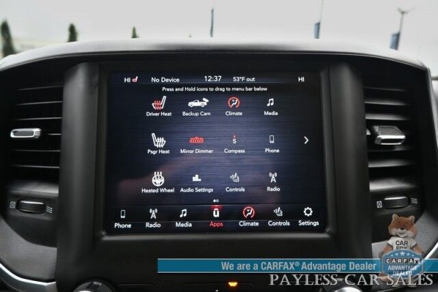2021 Ram 1500 Big Horn / 4X4 / Crew Cab / 5.7L V8 HEMI / Sport Appearance Pkg / Heated Cloth Seats & Steering Wheel / Auto Start / Lane Departure & Collision Alert / Apple CarPlay & Android Auto / Tonneau Cover / Tow Pkg / 1-Owner Anchorage AK