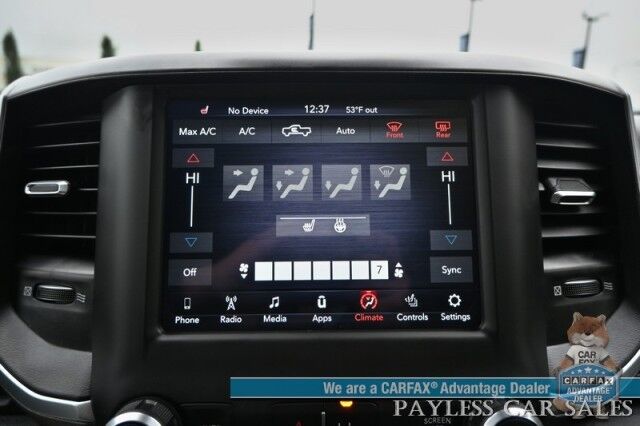 2021 Ram 1500 Big Horn / 4X4 / Crew Cab / 5.7L V8 HEMI / Sport Appearance Pkg / Heated Cloth Seats & Steering Wheel / Auto Start / Lane Departure & Collision Alert / Apple CarPlay & Android Auto / Tonneau Cover / Tow Pkg / 1-Owner Anchorage AK