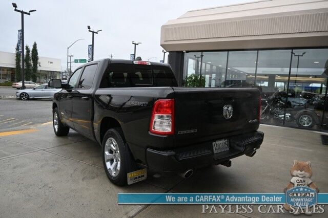 2021 Ram 1500 Big Horn / 4X4 / Crew Cab / 5.7L V8 HEMI / Sport Appearance Pkg / Heated Cloth Seats & Steering Wheel / Auto Start / Lane Departure & Collision Alert / Apple CarPlay & Android Auto / Tonneau Cover / Tow Pkg / 1-Owner Anchorage AK