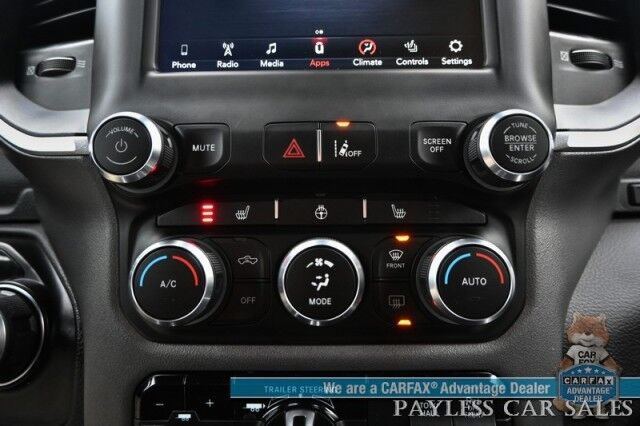 2021 Ram 1500 Big Horn / 4X4 / Crew Cab / 5.7L V8 HEMI / Sport Appearance Pkg / Heated Cloth Seats & Steering Wheel / Auto Start / Lane Departure & Collision Alert / Apple CarPlay & Android Auto / Tonneau Cover / Tow Pkg / 1-Owner Anchorage AK