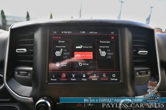 2021 Ram 1500 Big Horn / 4X4 / Sports Appearance Pkg / Level 1 & 2 Group / Crew Cab / Auto Start / Power & Heated Cloth Seats / Heated Steering Wheel / Apple CarPlay & Android Auto / Tonneau Cover / Tow Pkg / 1-Owner Anchorage AK