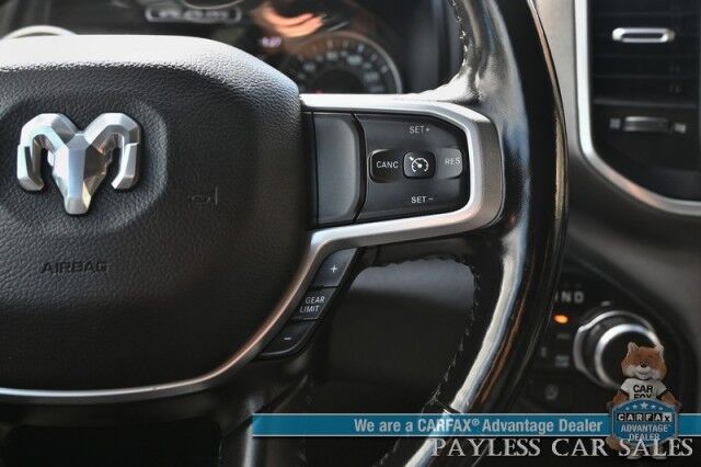 2021 Ram 1500 Big Horn / 4X4 / Sports Appearance Pkg / Level 1 & 2 Group / Crew Cab / Auto Start / Power & Heated Cloth Seats / Heated Steering Wheel / Apple CarPlay & Android Auto / Tonneau Cover / Tow Pkg / 1-Owner Anchorage AK
