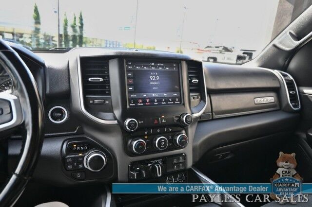 2021 Ram 1500 Big Horn / 4X4 / Sports Appearance Pkg / Level 1 & 2 Group / Crew Cab / Auto Start / Power & Heated Cloth Seats / Heated Steering Wheel / Apple CarPlay & Android Auto / Tonneau Cover / Tow Pkg / 1-Owner Anchorage AK