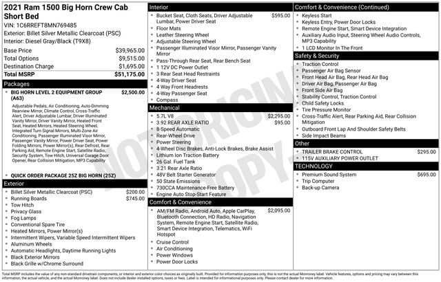 2021 Ram 1500 Big Horn/Lone Star Raleigh NC