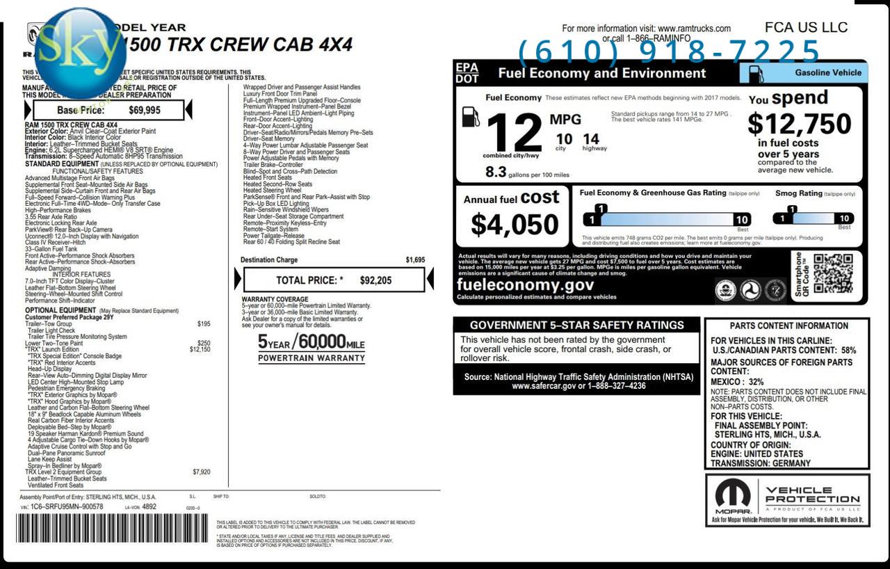2021 Ram 1500 Crew Cab 4WD TRX Launch Edition