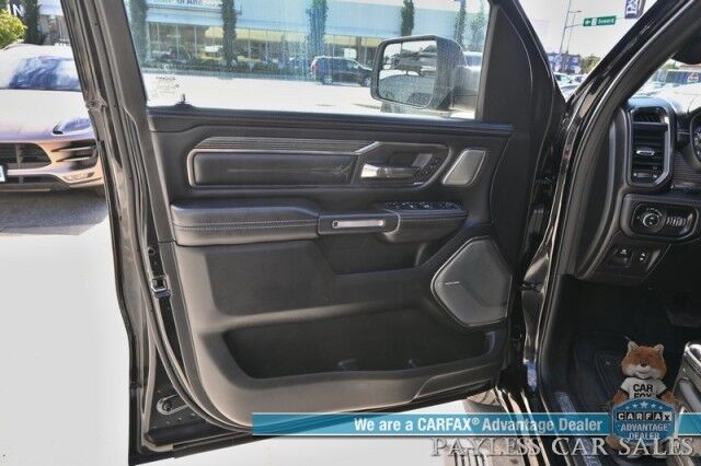 2021 Ram 1500 Limited / 4X4 / Crew Cab / Technology & Level 1 Group / Night Edition / Auto Start / Heated & Cooled Leather Seats / Heated Steering / NAV / Panoramic Sunroof / HUD / Harman Kardon / Tonneau Cover / Tow Pkg / 1-Owner Anchorage AK
