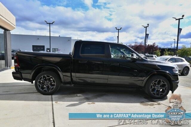 2021 Ram 1500 Limited / 4X4 / Technology & Level 1 Pkg / Night Edition / Auto Start / Heated & Cooled Leather Seats / Heated Steering / NAV / Panoramic / HUD / Harman Kardon / Tonneau Cover / Bed Liner / Tow Pkg / 1-Owner Anchorage AK