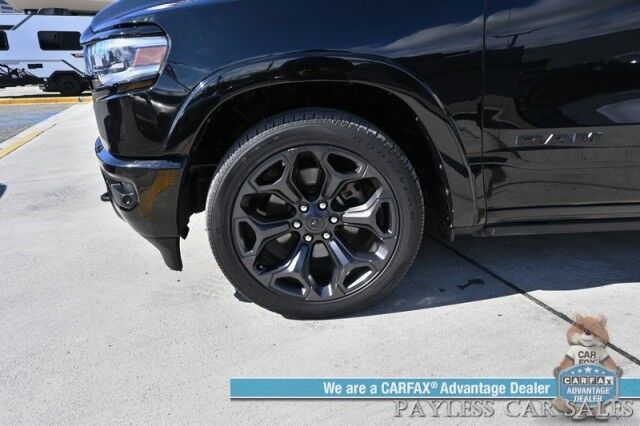 2021 Ram 1500 Limited / 4X4 / Technology & Level 1 Pkg / Night Edition / Auto Start / Heated & Cooled Leather Seats / Heated Steering / NAV / Panoramic / HUD / Harman Kardon / Tonneau Cover / Bed Liner / Tow Pkg / 1-Owner Anchorage AK