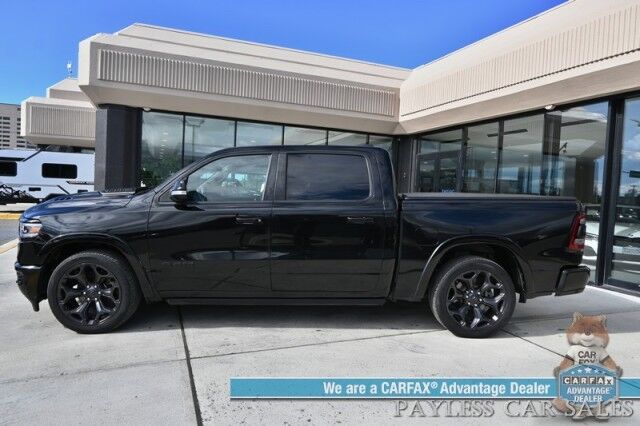 2021 Ram 1500 Limited / 4X4 / Technology & Level 1 Pkg / Night Edition / Auto Start / Heated & Cooled Leather Seats / Heated Steering / NAV / Panoramic / HUD / Harman Kardon / Tonneau Cover / Bed Liner / Tow Pkg / 1-Owner Anchorage AK