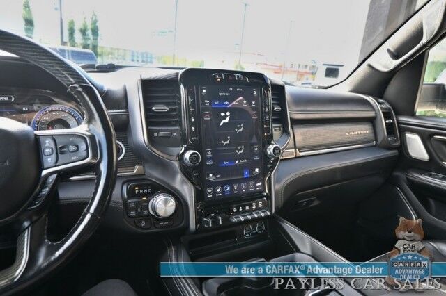 2021 Ram 1500 Limited / 4X4 / Technology & Level 1 Pkg / Night Edition / Auto Start / Heated & Cooled Leather Seats / Heated Steering / NAV / Panoramic / HUD / Harman Kardon / Tonneau Cover / Bed Liner / Tow Pkg / 1-Owner Anchorage AK