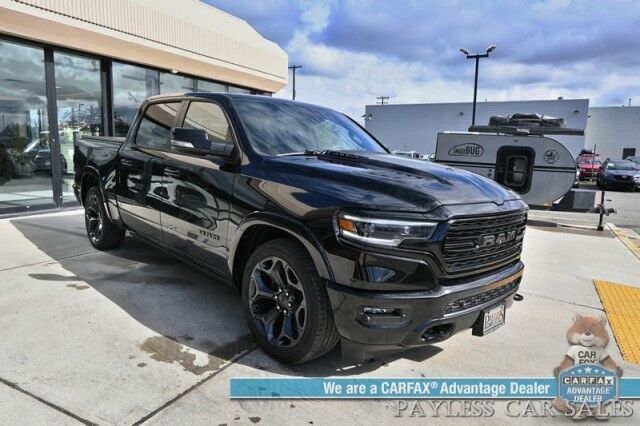 2021 Ram 1500 Limited / 4X4 / Technology & Level 1 Pkg / Night Edition / Auto Start / Heated & Cooled Leather Seats / Heated Steering / NAV / Panoramic / HUD / Harman Kardon / Tonneau Cover / Bed Liner / Tow Pkg / 1-Owner Anchorage AK