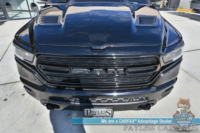 2021 Ram 1500 Limited / 4X4 / Technology & Level 1 Pkg / Night Edition / Auto Start / Heated & Cooled Leather Seats / Heated Steering / NAV / Panoramic / HUD / Harman Kardon / Tonneau Cover / Bed Liner / Tow Pkg / 1-Owner Anchorage AK