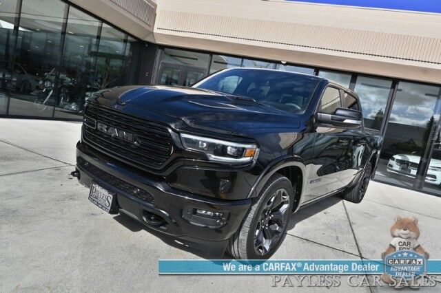 2021 Ram 1500 Limited / 4X4 / Technology & Level 1 Pkg / Night Edition / Auto Start / Heated & Cooled Leather Seats / Heated Steering / NAV / Panoramic / HUD / Harman Kardon / Tonneau Cover / Bed Liner / Tow Pkg / 1-Owner Anchorage AK