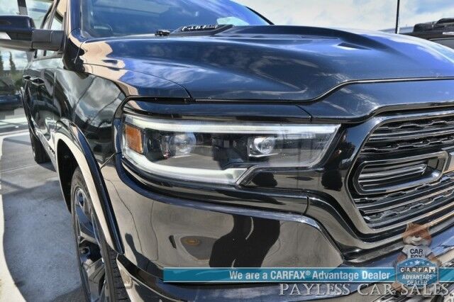 2021 Ram 1500 Limited / 4X4 / Technology & Level 1 Pkg / Night Edition / Auto Start / Heated & Cooled Leather Seats / Heated Steering / NAV / Panoramic / HUD / Harman Kardon / Tonneau Cover / Bed Liner / Tow Pkg / 1-Owner Anchorage AK
