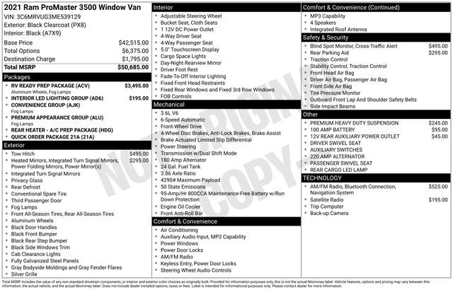 2021 Ram ProMaster 3500 Window Van High Roof Raleigh NC