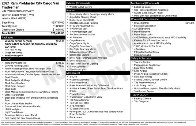 2021 Ram ProMaster City Tradesman Raleigh NC
