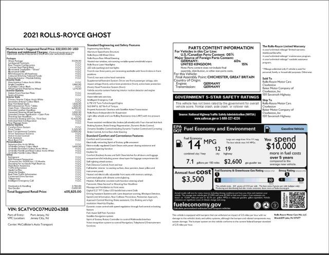2021 Rolls-Royce Ghost ($405,825 MSRP!) *IMMERSIVE SEATING* *REAR THEATRE* *CURTAINS* *SHOOTING STAR HEADLINER* *PICNIC TABLES* *ARCTIC WHITE ON ARCTIC WHITE* San Diego CA