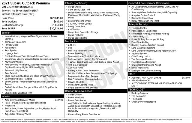 2021 Subaru Outback Premium Raleigh NC