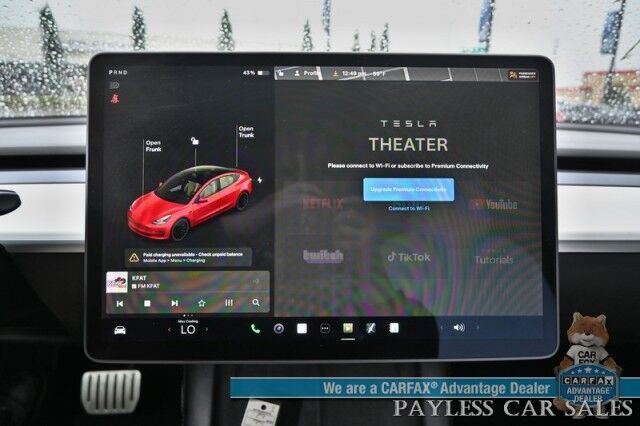 2021 Tesla Model 3 Performance / AWD / 450HP / Front & Rear Heated Leather Seats / Navigation / Fixed Glass Roof / Lane Departure & Blind Spot Alert / Autopilot / Bluetooth / Backup Camera / 315 Mile Range / 1-Owner Anchorage AK