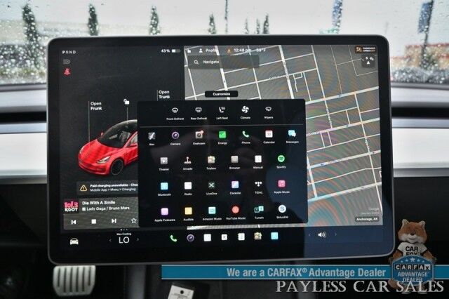 2021 Tesla Model 3 Performance / AWD / 450HP / Front & Rear Heated Leather Seats / Navigation / Fixed Glass Roof / Lane Departure & Blind Spot Alert / Autopilot / Bluetooth / Backup Camera / 315 Mile Range / 1-Owner Anchorage AK