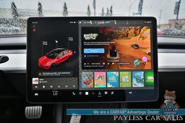 2021 Tesla Model 3 Performance / AWD / 450HP / Front & Rear Heated Leather Seats / Navigation / Fixed Glass Roof / Lane Departure & Blind Spot Alert / Autopilot / Bluetooth / Backup Camera / 315 Mile Range / 1-Owner Anchorage AK