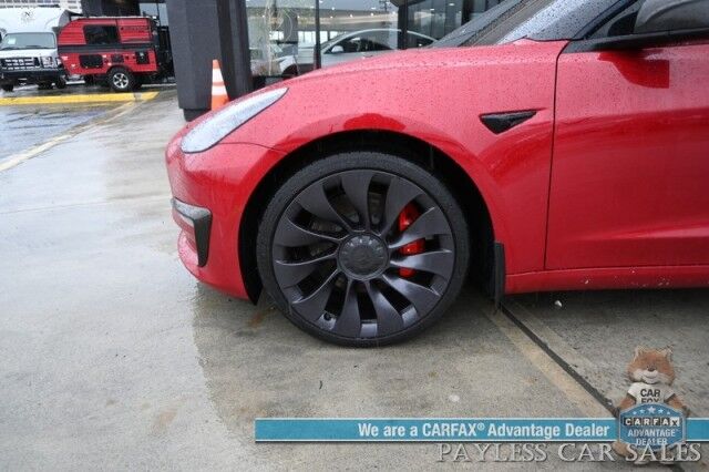 2021 Tesla Model 3 Performance / AWD / 450HP / Front & Rear Heated Leather Seats / Navigation / Fixed Glass Roof / Lane Departure & Blind Spot Alert / Autopilot / Bluetooth / Backup Camera / 315 Mile Range / 1-Owner Anchorage AK