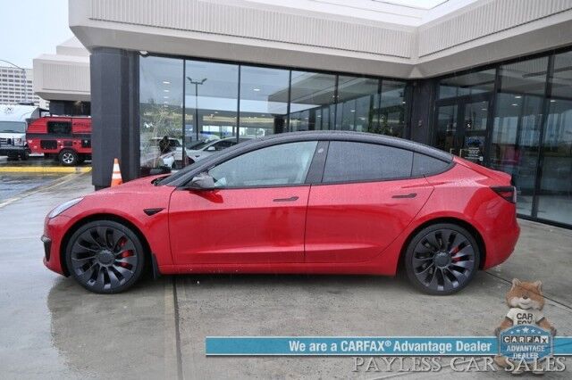 2021 Tesla Model 3 Performance / AWD / 450HP / Front & Rear Heated Leather Seats / Navigation / Fixed Glass Roof / Lane Departure & Blind Spot Alert / Autopilot / Bluetooth / Backup Camera / 315 Mile Range / 1-Owner Anchorage AK