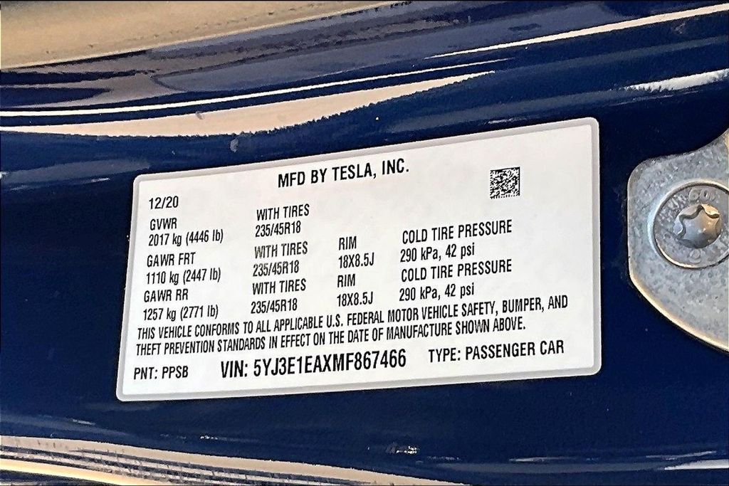 2021 Tesla Model 3 Standard Range Plus OR